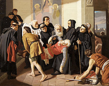 Corso Donati mortellement blessé est transporté par les moines de San Salvi à leur abbaye (1861).