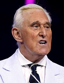 Roger Stone at a event in Detroit, Michigan