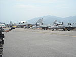 The Royal Malaysian Air Force's Sukhoi Su-30MKM Flankers and Aermacchi MB-339s military aircraft at the Langkawi Airport.