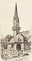 L'église paroissiale Saint-Hernin en 1937 (dessin de Louis Le Guennec).