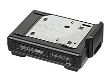 A model 1 Sega CD without a Genesis attached. The steel joining plate was included to act as RF shielding between the CD and console hardware. Sega-Genesis-CD-Model-1-Bare-wPlate.jpg