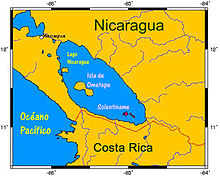 Lokiĝo de Ometepe en Nikaragvo