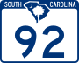 South Carolina Highway 92 marker