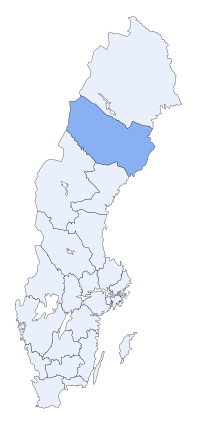 मानचित्र जिसमें वेस्तरबॉत्तेन Västerbottens län हाइलाइटेड है