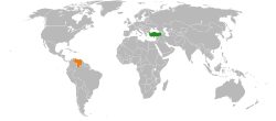 Map indicating locations of Turkey and Venezuela