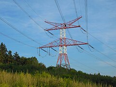 Mutka 400 kV:n suurjännitelinjassa.