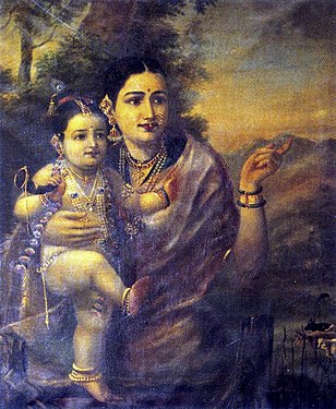 bhagwaan Krishna apan maa Yashoda ke saath