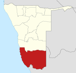 Location of the ǁKaras Region in Namibia