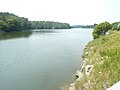 Le fond de la ria du Bélon à marée haute vu du pont du Guily ( à droite de la photo la rive fait partie de Riec-sur-Bélon et à gauche de Moëlan-sur-Mer).