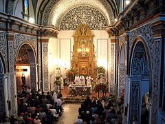 Romería de Santerón: celebración religiosa en la iglesia parroquial de Vallanca (Valencia), durante el XLI septenario, año 2005.