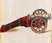 Пушка на лафете. Иллюстрация Бартоломеуса Фрейслебена из «Арсенальной книги» императора Максимилиана I. 1502 г.