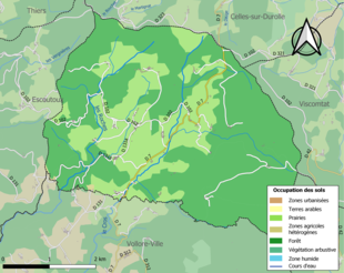 Carte en couleurs présentant l'occupation des sols.