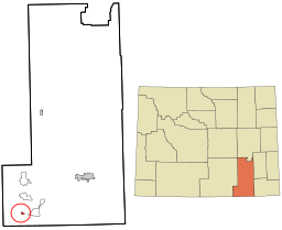 Fox Parks läge i Albany County och Wyoming