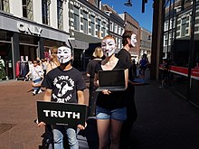Anonymous for the Voiceless at a protest for veganism in the Netherlands, June 2018 Anonymous for the Voiceless in centrum Leeuwarden .jpg