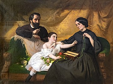 Jean Jalabert, Selbstporträt des Künstlers mit Familie (1858).