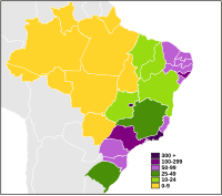 Гъстота на населението в Бразилия (по щати и общини)[бел. 1]