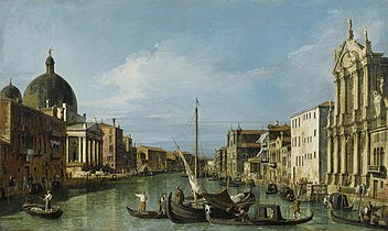 Le Grand Canal regardant à l’ouest avec le Scalzi et le San Simeone Piccolo, 1726-1727, par Canaletto Royal Collection