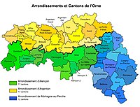 Carte des cantons et arrondissements de l'Orne.
