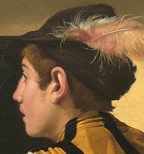 Peinture. Visage d'un adolescent de profil.