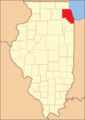 Comitatul Cook 1836–39 după ce s-au creat comitatele McHenry şi Will Counties