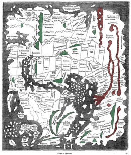 Mapa mundo anglo-saxónico. Ceilão ("Taprobanea") surge no topo, Grã-Bretanha em baixo, à esquerda)