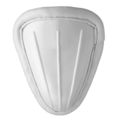 A forma de uma coquilha, usada por jogadores de críquete do sexo masculino.