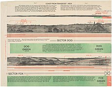 Amerikansk kombinert foto- og kartskisse for invasjonsstrand, opprinnelig merket TOP SECRET