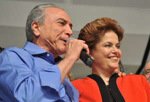 English: Dilma Rousseff with her running mate ...