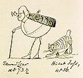 Edward Lear, lat 73 i pół i jego kot Foss, lat 16 (litografia, 1885)