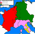 Traité de Meerssen (870) : Charles II le Chauve (Francie occidentale) et Louis II le Germanique (Francie orientale) se partagent le royaume de leur neveu Lothaire II : la Lotharingie (nord de la Francie médiane).