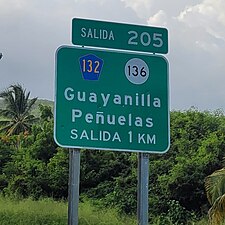 PR-2 west approaching exit 205 to PR-132 east and PR-136 south in Magas barrio