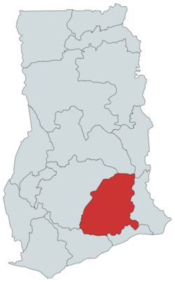 Location of Eastern Region in Ghana
