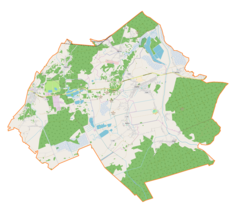 Mapa konturowa gminy Grębów, blisko centrum na prawo u góry znajduje się punkt z opisem „Wiry”