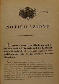 Prima pagina della legge del 6 maggio 1848