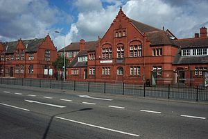 Brunner Guildhall, as seen from across the High Street Guildhall, Winsford, Cheshire.jpg