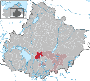 Poziția Kratzeburg pe harta districtului Mecklenburgische Seenplatte
