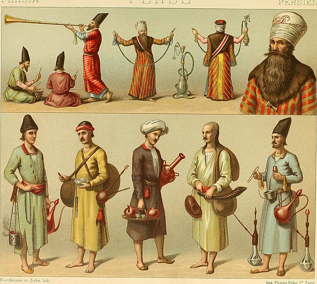 Examples of Persian clothing from book, Le costume historique (1888)