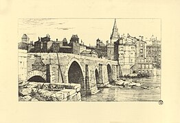 Pont de Pierre (vue d'aval), eau-forte par Hippolyte Leymarie, 1838.
