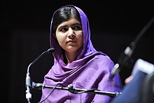 Malala Yousafzai speaking Malala Yousafzai.jpg