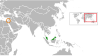 Location map for Malaysia and the State of Palestine.