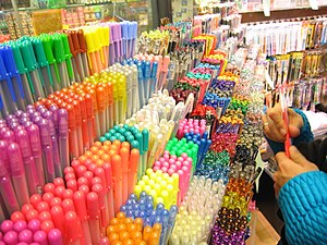 Many colored pens