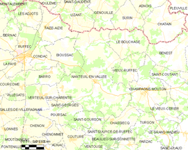 Mapa obce Nanteuil-en-Vallée