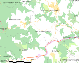 Mapa obce Saint-Romain-d’Urfé