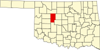 Округ Блейн на мапі штату Оклахома highlighting