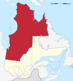 Location within Quebec and Canada (inset)