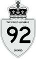 King's Highway 92 marker