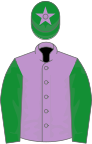 Mauve, green sleeves, green cap, mauve star