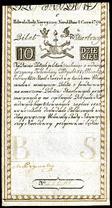 1794 Polish ten-złoty banknote