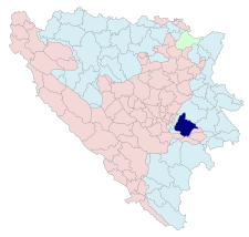 ボスニア・ヘルツェゴビナにおけるパレの位置の位置図