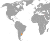 Location map for the State of Palestine and Uruguay.